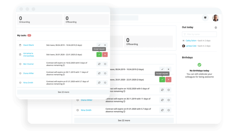 Task and Reminders Dashboard in HR Software